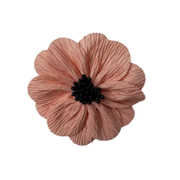 Hairclip Flor cor-de-rosa com detalhe em missangas pretas