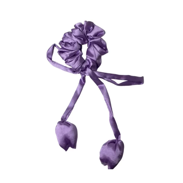 Scrunchie Tulipa lilás com fitas longas decorativas