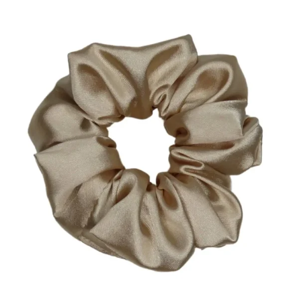Scrunchie de cetim bege tamanho L
